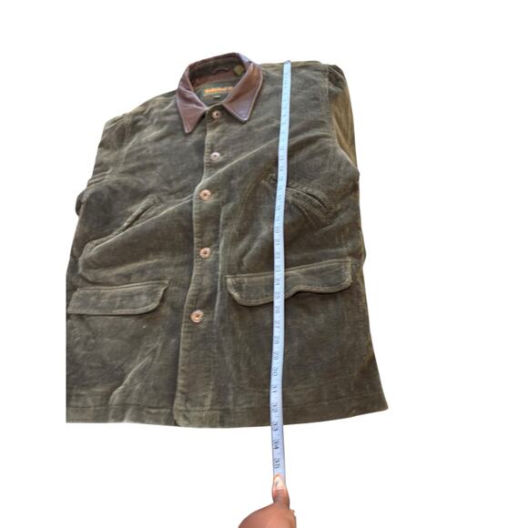 Timberland Weathergear Barn Coat Men's Corduroy Green Leather Collar Large - Picture 13 of 13